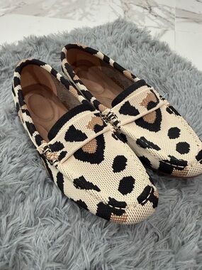 Leopard Print Women's Loafers in Black and Cream